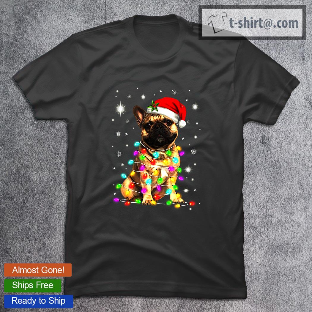French Bulldog Hat Christmas Lights T-Shirt