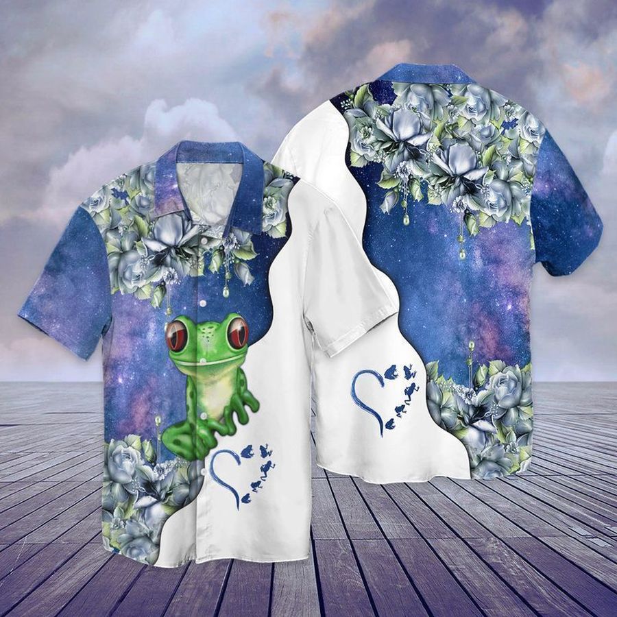 Frog Love For men And Women Graphic Print Short Sleeve Hawaiian Casual Shirt Y97