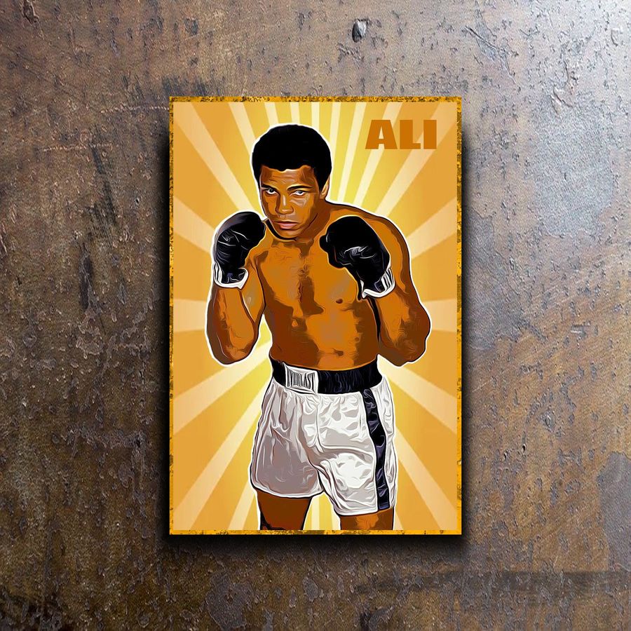Fun Metal plate or poster dedicated to the remembered MUHAMMA ALI, Handmade of unique design and great quality, metal poster