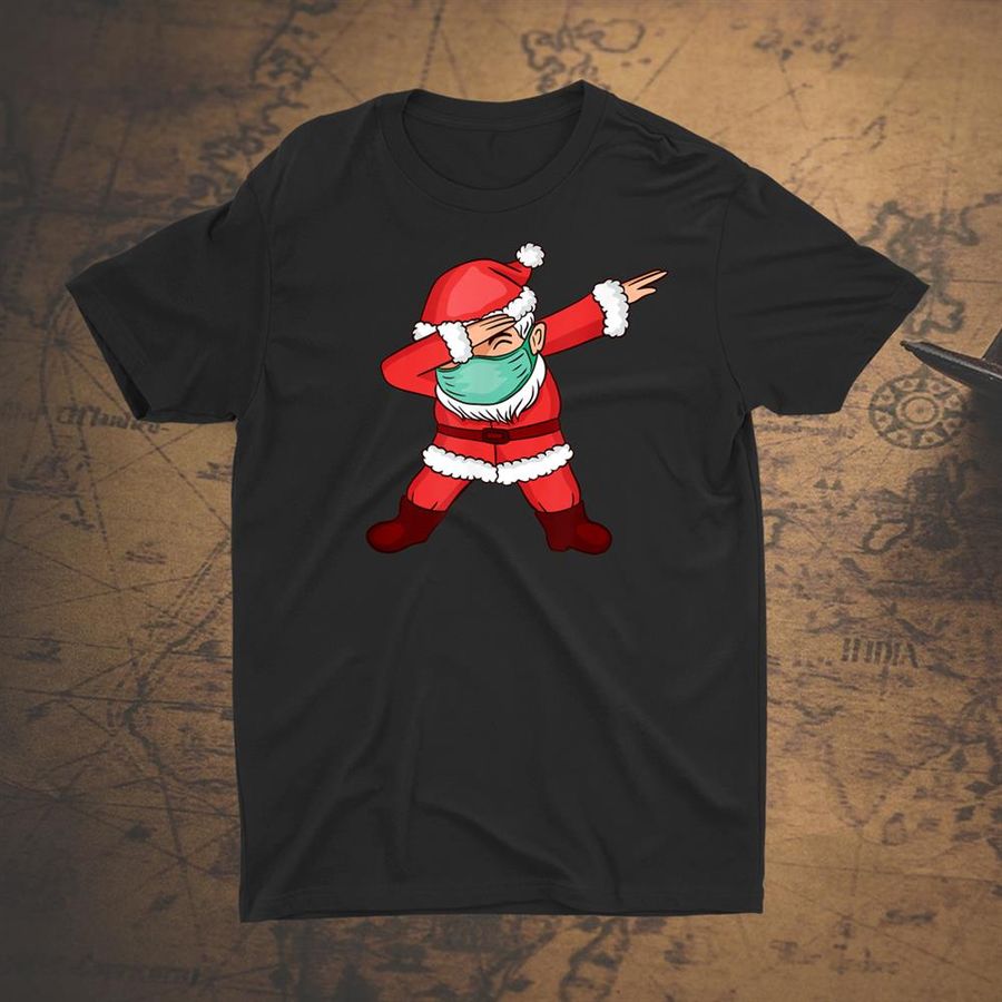 Funny 2021 Mask Dabbing Christmas Santa Family Holiday Shirt