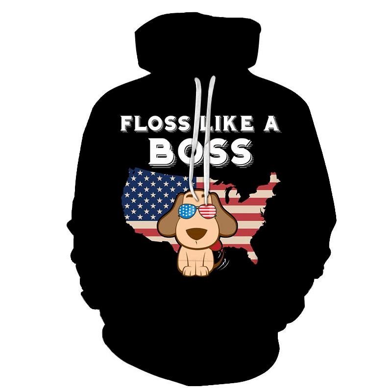 Funny American Pup 3D Sweatshirt Hoodie Pullover Custom