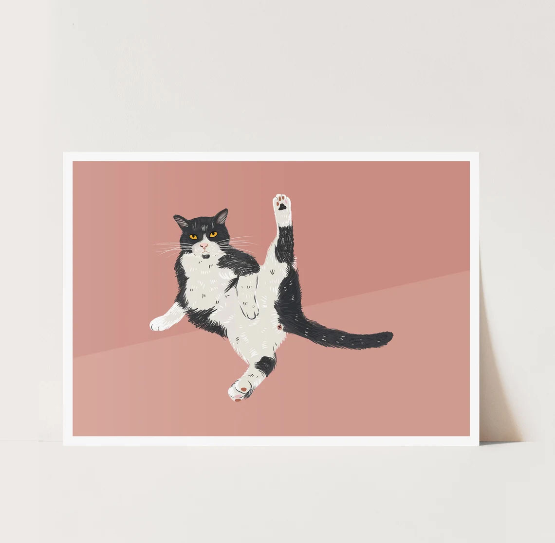 Funny Cat Art, Tuxedo Cat Print, Cat Poster