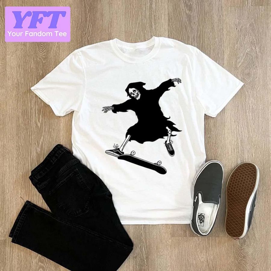 Funny Dead Grim Reaper Skateboarding Unisex T-Shirt