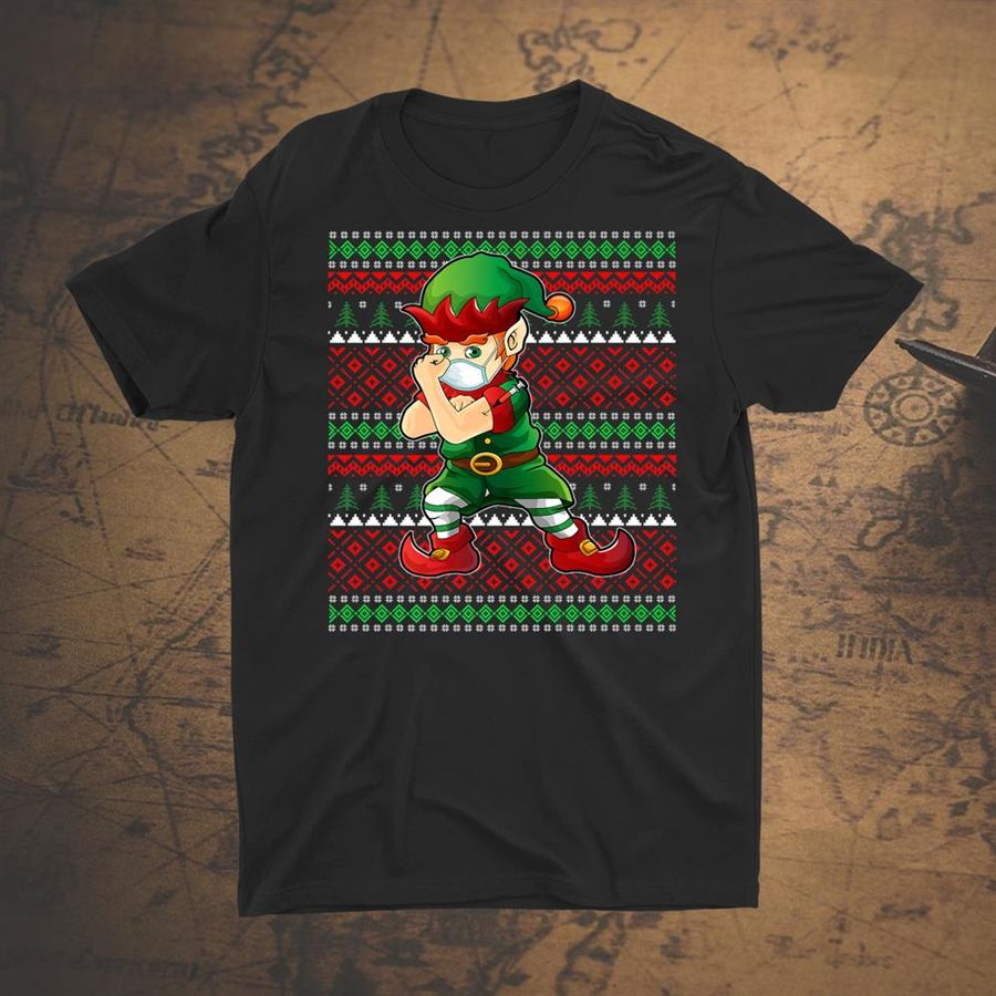 Funny Elf Wearing Mask Christmas 2021 Shirt