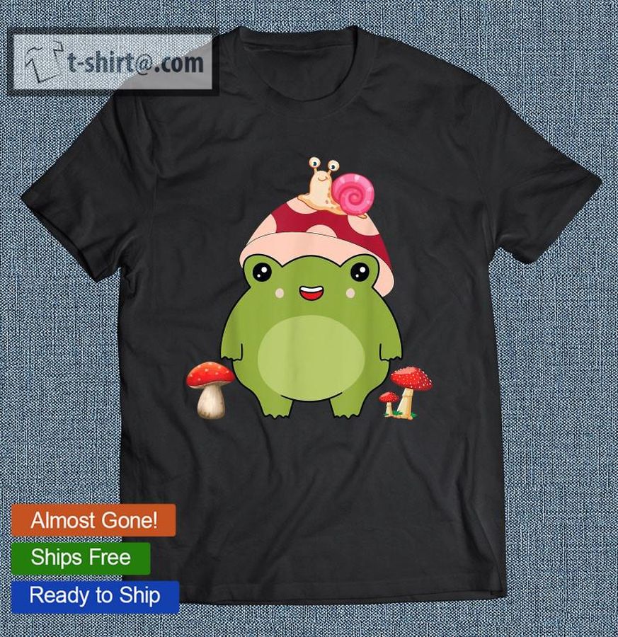 Funny Frog With Mushroom Hat Snail Boys Girls Kids Kawaii T-shirt