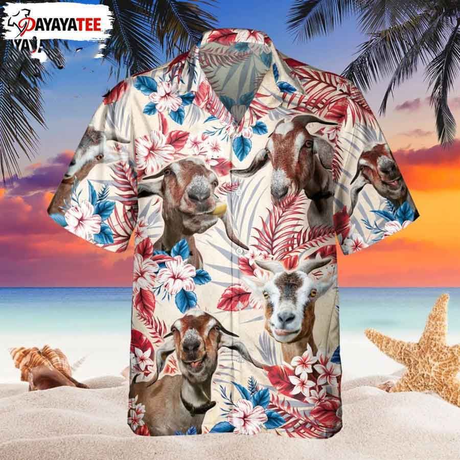 Funny Goat American Flag Hawaiian Shirt