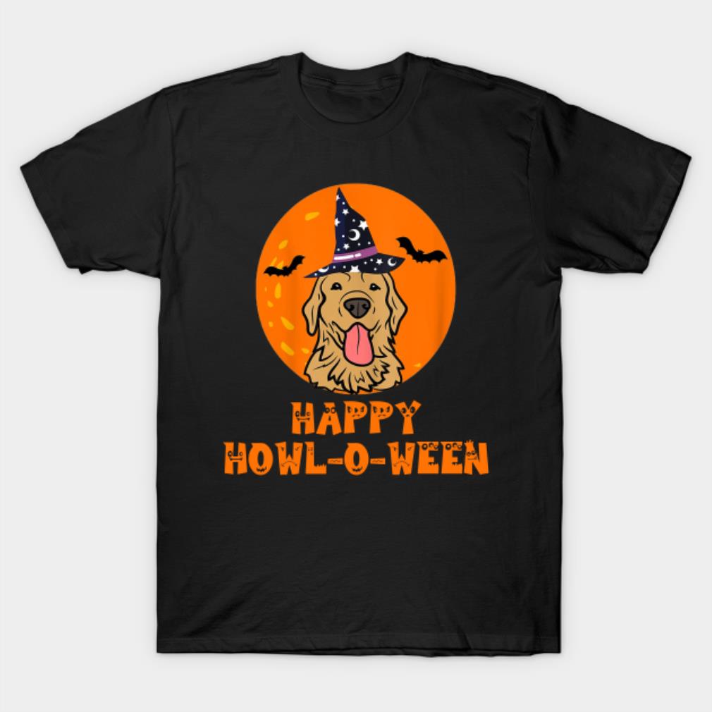 Funny Golden Retriever Dog Halloween Happy Howl-o-ween T-Shirt