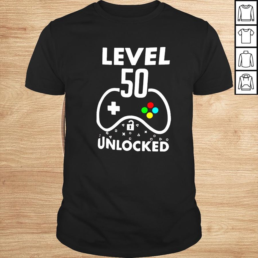 funny Level 50 Unlocked 50th Birthday Gaming shirt