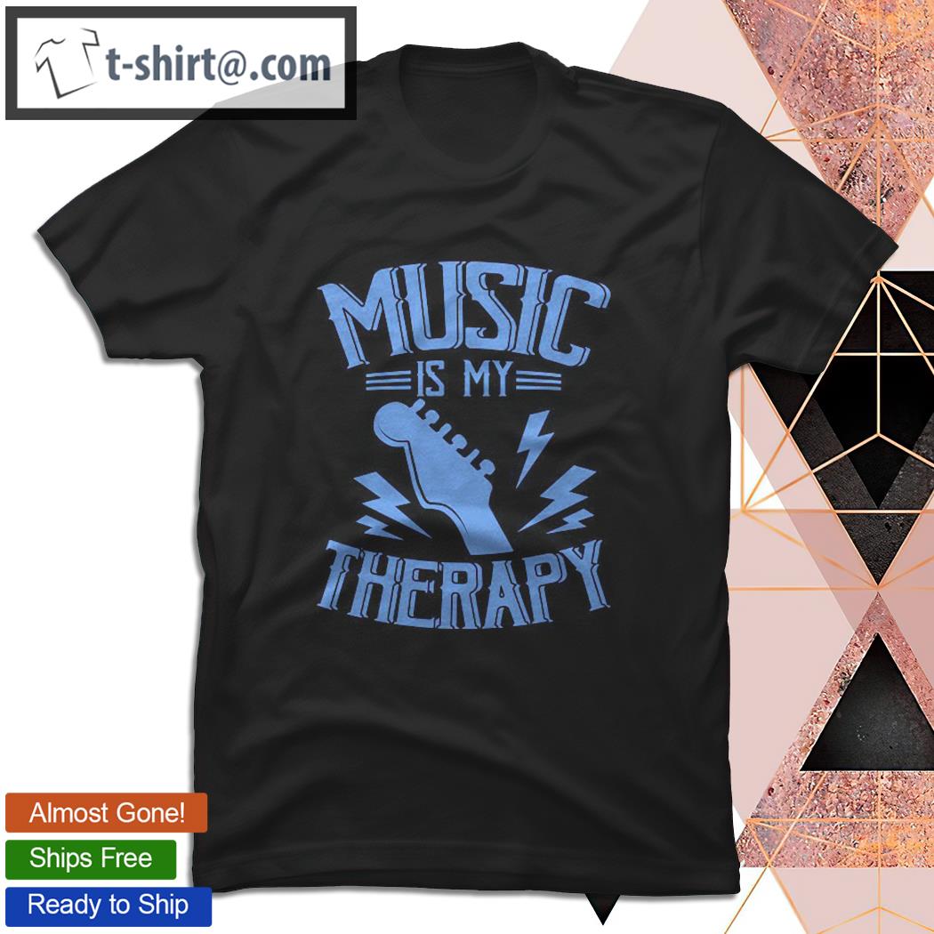 Funny Musician Music Is My Therapy Guitarist Pullover T-shirt