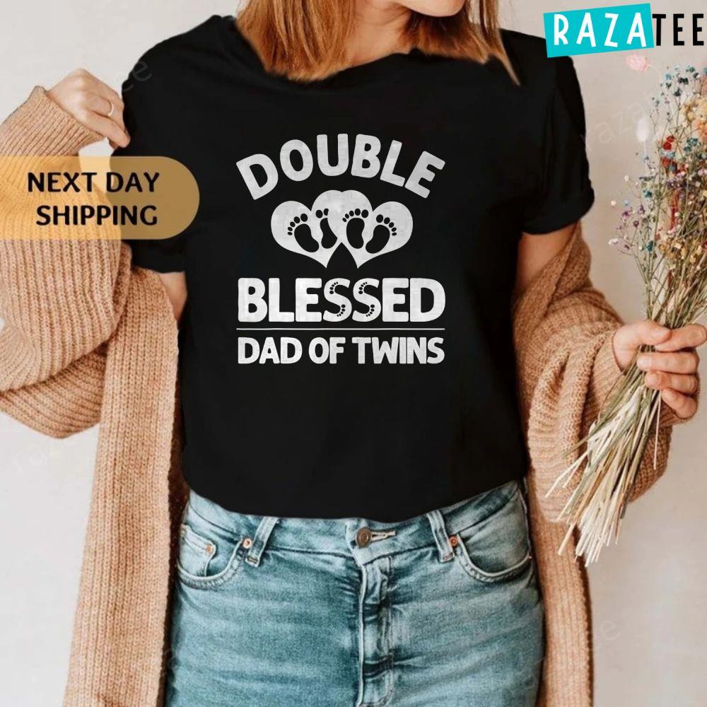 Funny New Dad Of Twins Gift For Men Father Announcement T-Shirt