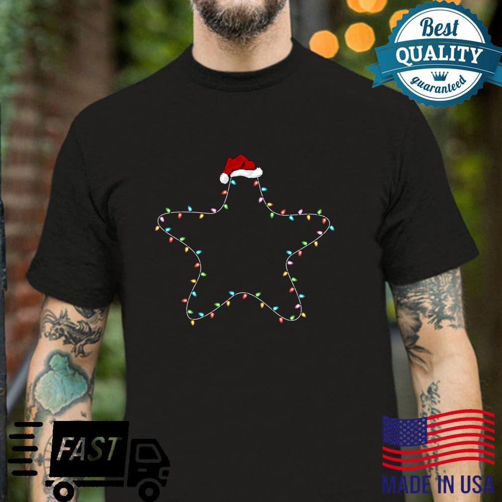 Funny Starfish Xmas Lighting Santa Hat Starfish Christmas Shirt