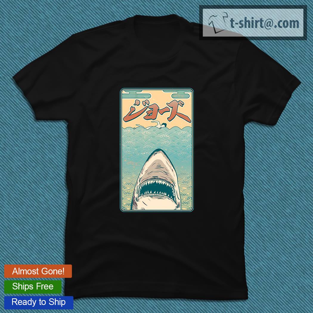 Funny Vintage Japanese Jaws Shark poster T-shirt
