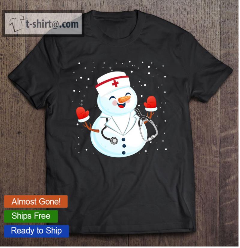 Funny Xmas Snowman Medical Scrub Nurse Christmas Xmas Gift T-shirt