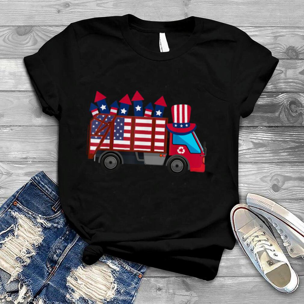 Garbage Truck Waste Collector Fourth Of July USA Flag T Shirt
