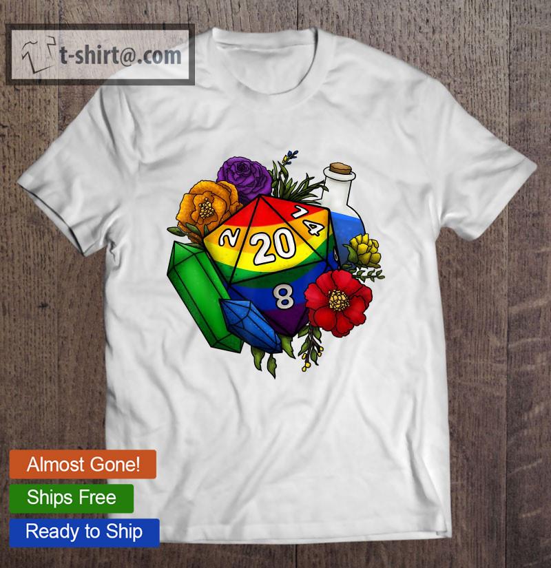 Gay Pride Flower Tabletop Rpg Gaming Dice Game Lover T-shirt