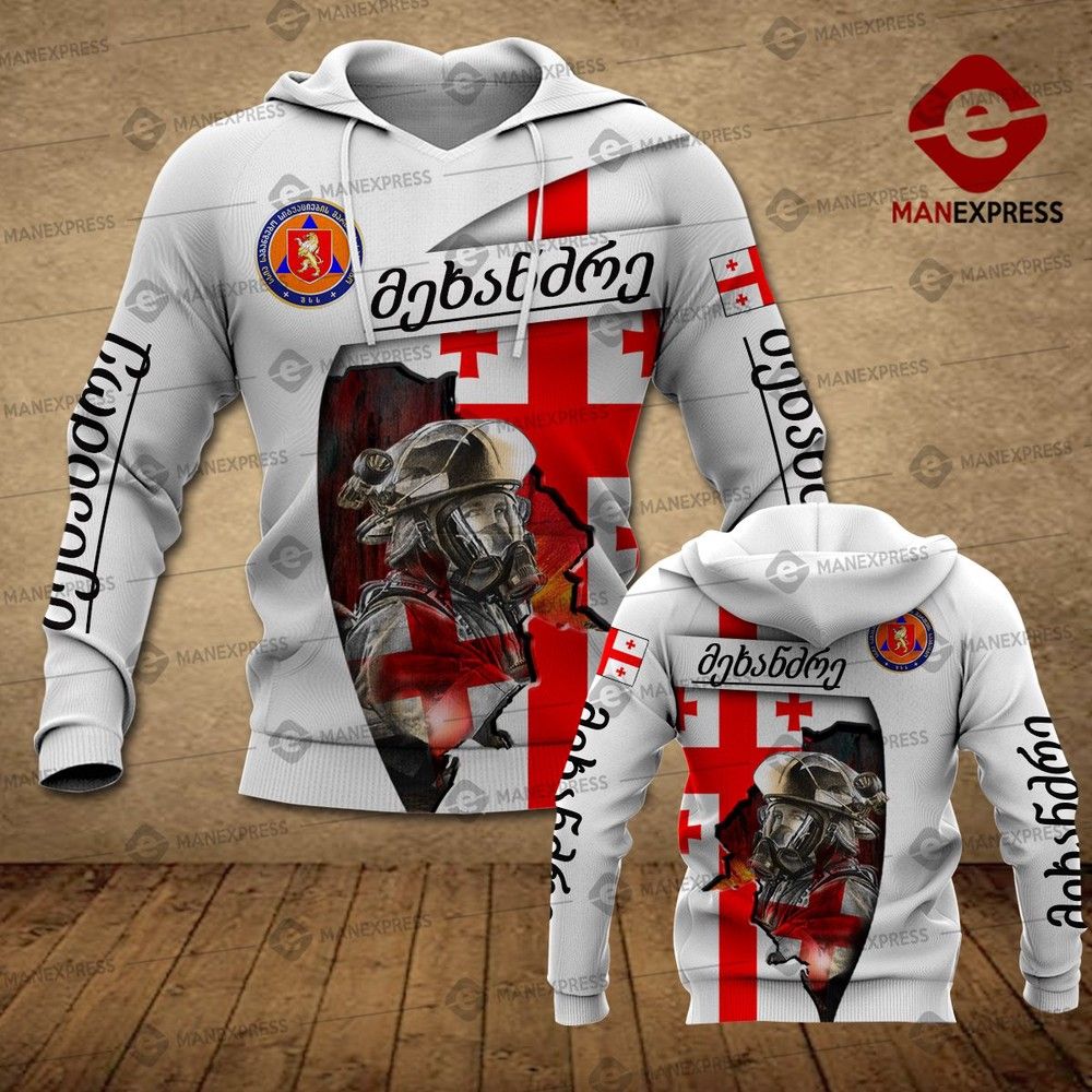 Georgian Firefighter 3D Hoodie For Men For Women All Over Printed Hoodie Blue