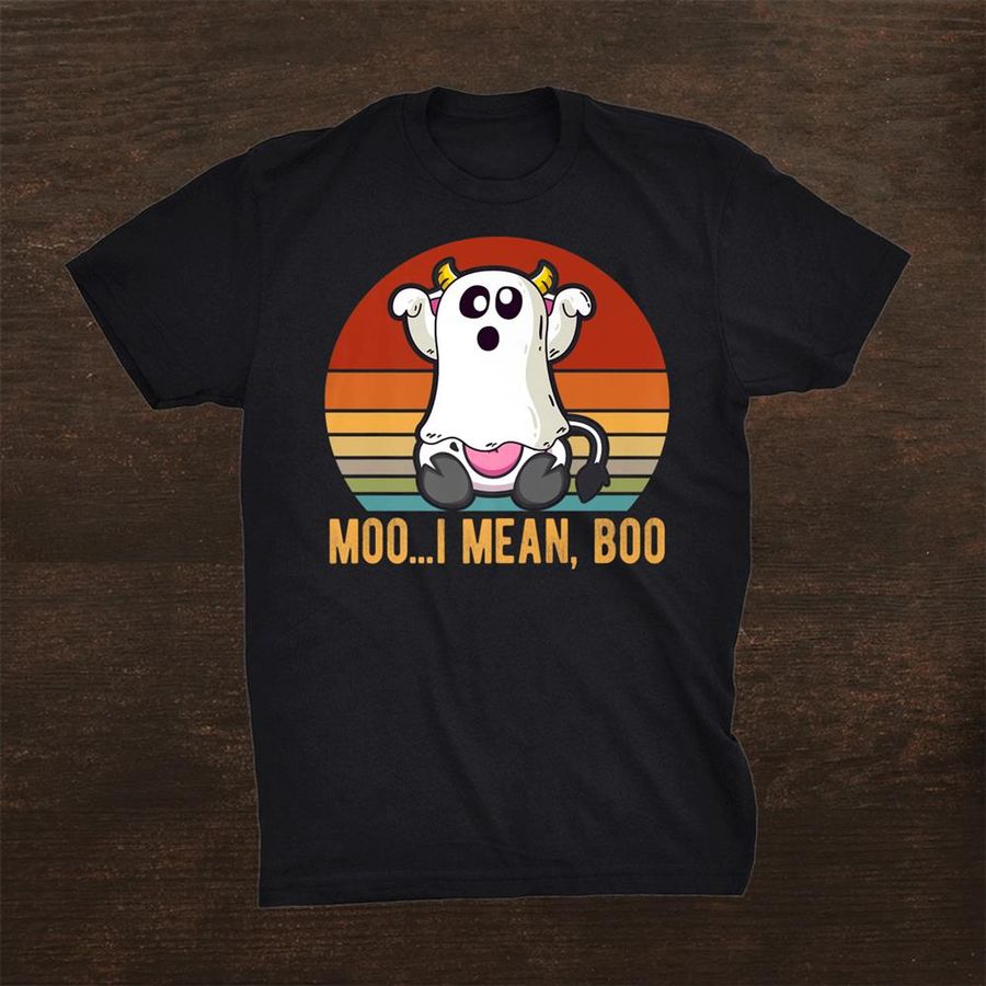 Ghost Moo I Mean Boo Pumpkin Moon Vintage Halloween Costume Shirt