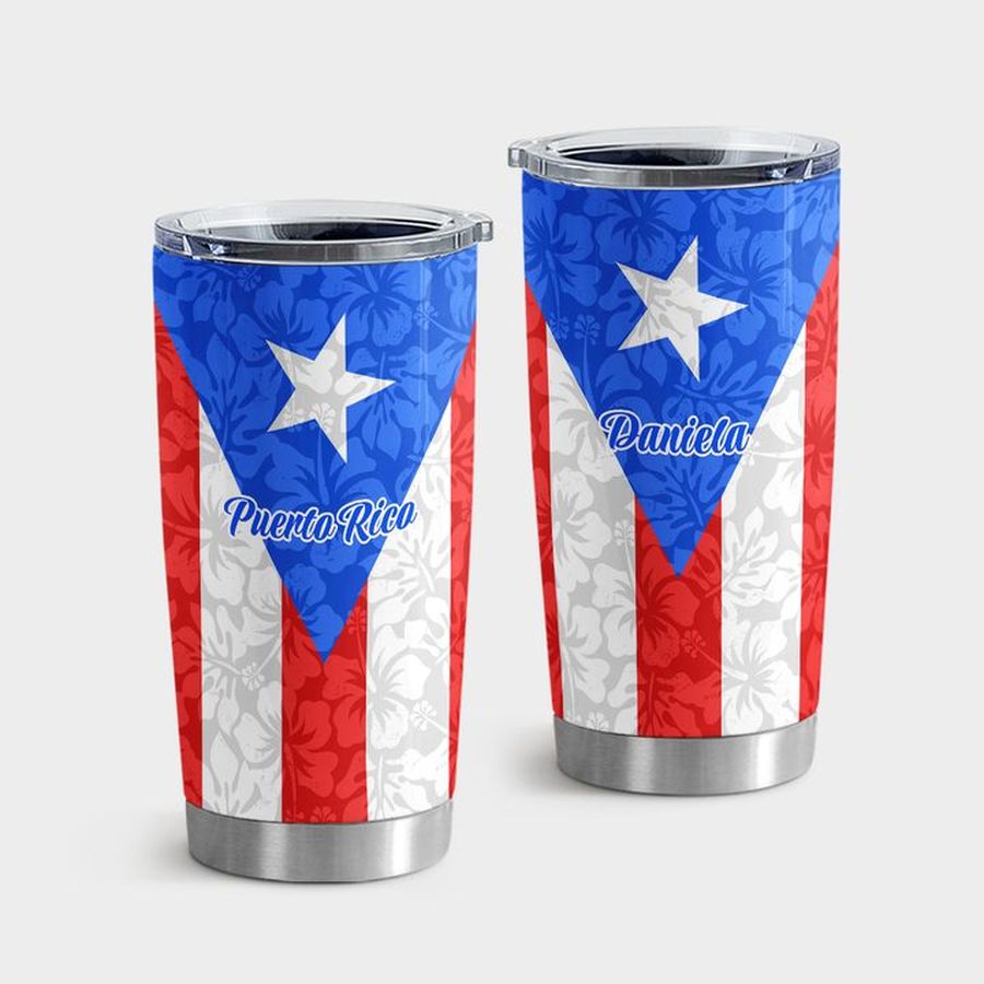 Gift For Puerto Rican Stainless Steel Tumbler, Hibiscus Puerto Rico Tumbler Tumbler Cup 20oz , Tumbler Cup 30oz, Straight Tumbler 20oz