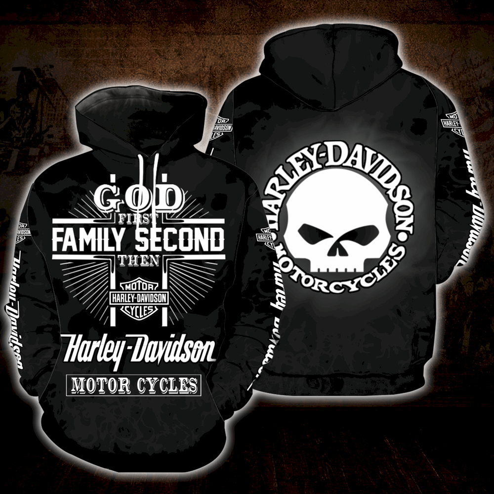 God First Family Second Then Harley Davidson Full Over Print S1395