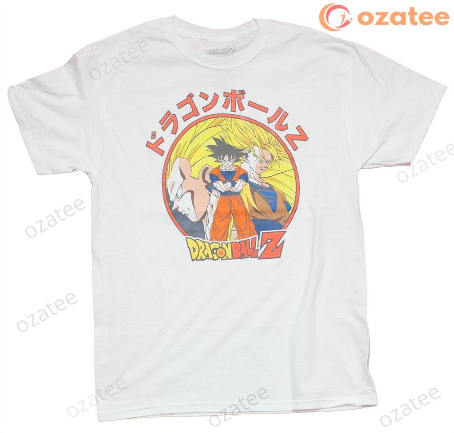 Goku Multiple Versions In Kanji Circle, Dragon Ball Z Mens T-Shirt