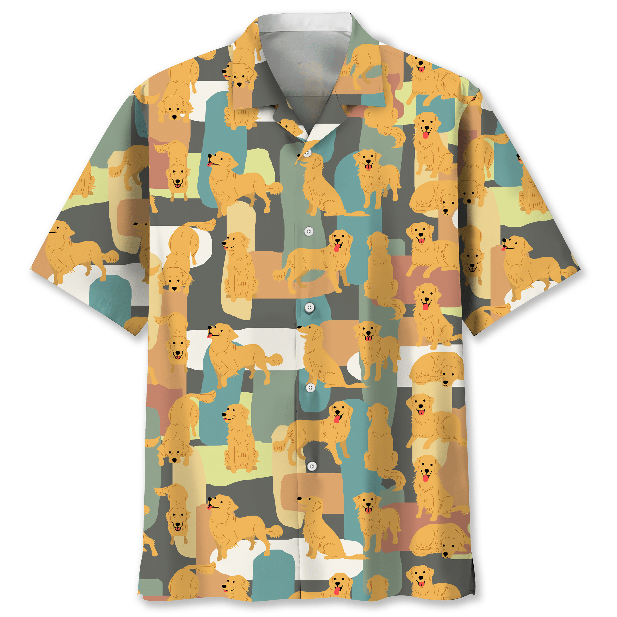 Golden Retriever Funny Color Hawaiian Shirt