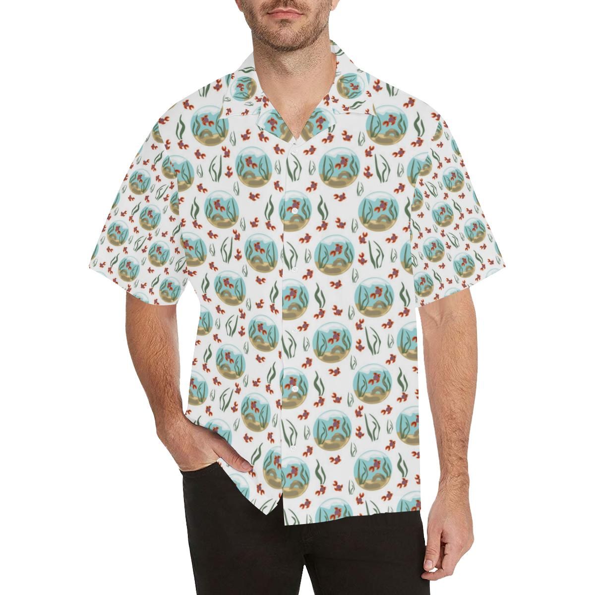 Goldfish Pattern Print Design 01 Men’s All Over Print Hawaiian Shirt (model T58)