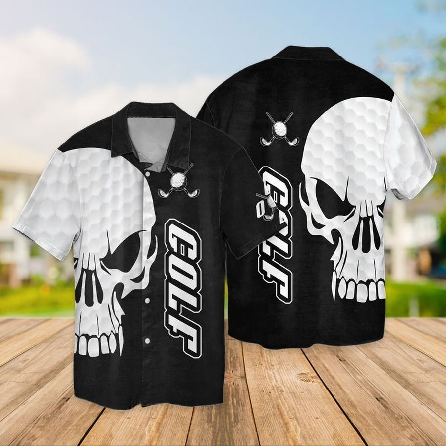 Golf And Skull For Men And Women Graphic Print Short Sleeve Hawaiian Casual Shirt Y97 - 1052