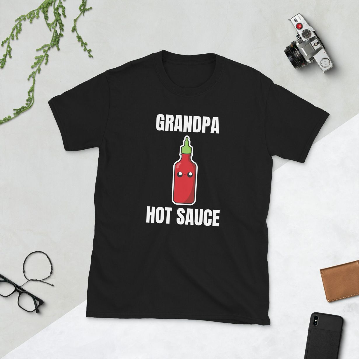 Grandpa Hot Sauce Spicy Food Spice Lover Kawaii Cute Asia Asian Food Foodie Funny Pun Gift Idea Birthday Present Short-Sleeve Unisex T-Shirt