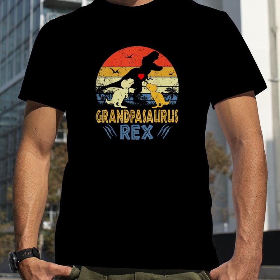 Grandpa Saurus T Rex Dinosaur Grandpa 2 kids Family Matching T Shirt