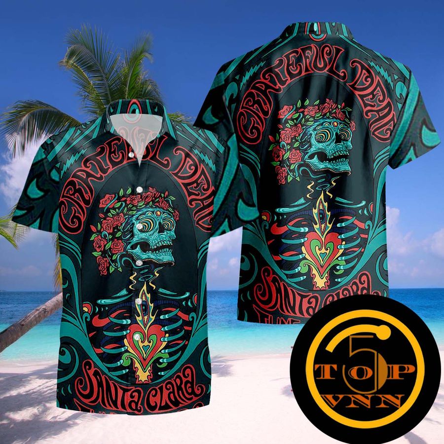 Grateful Dead Band Santa Clara Skull Hawaiian Shirt And Shorts