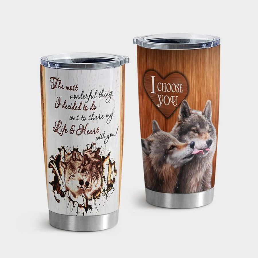 Gray Wolf Insulated Tumbler, Wolf I Choose You Tumbler Tumbler Cup 20oz , Tumbler Cup 30oz, Straight Tumbler 20oz