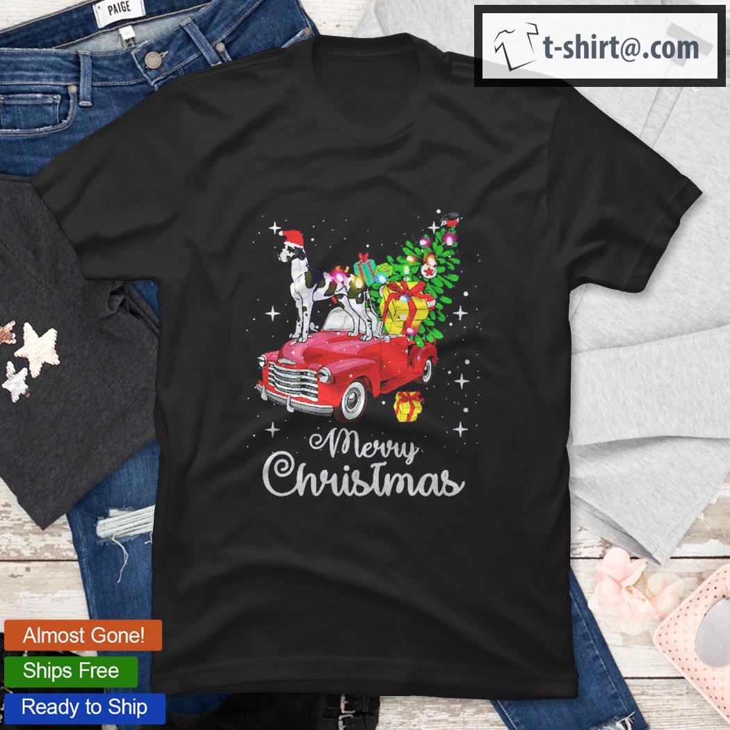 Great Dane Rides Red Truck Christmas Pajama Shirt