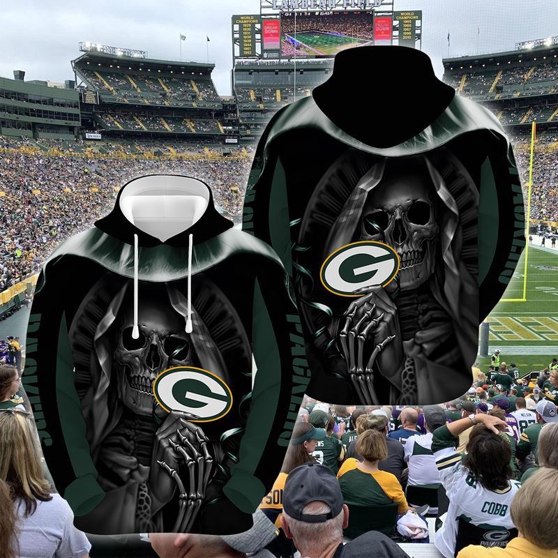 Green Bay Packers Nfl Football Skull Hold Logo 3D Hoodie For Men For Women Green Bay Packers All Over Printed Hoodie. Green Bay Packers 3D Full Printing Shirt