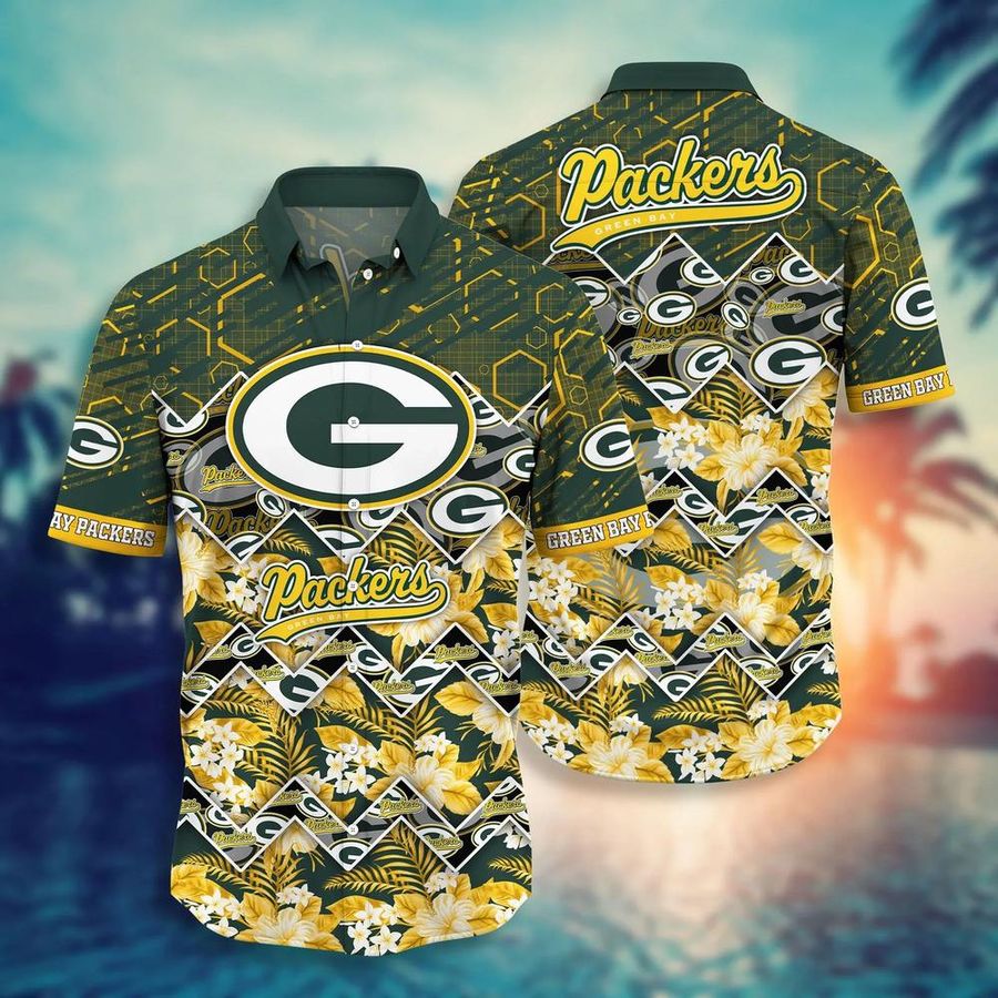 Green Bay Packers NFL Hawaiian Shirt And Short, Graphic Tropical Pattern 3D Printed Beach Shirt Summer Best Gift For Fan