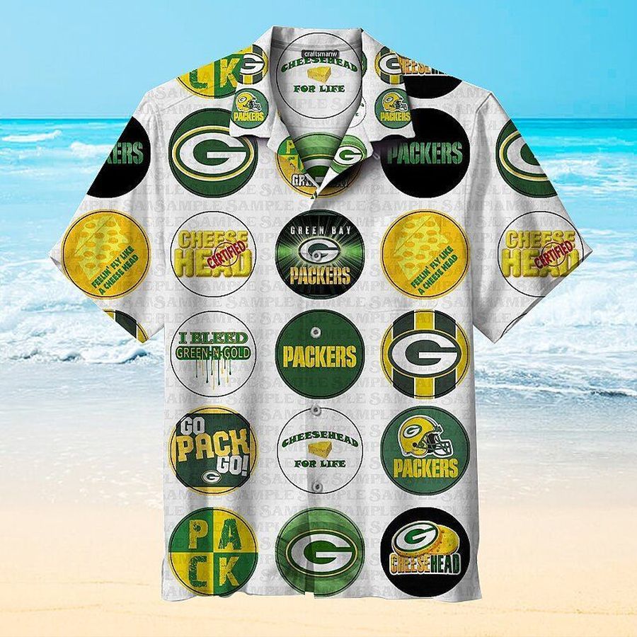Green Bay Packers Pring Nfl Hawaiian Graphic Print Short Sleeve Hawaiian Shirt size S - 5XL