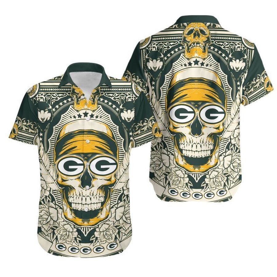 Green Bay Packers Skull NFL Gift For Fan Hawaii Shirt and Shorts Summer Collection 4 H97