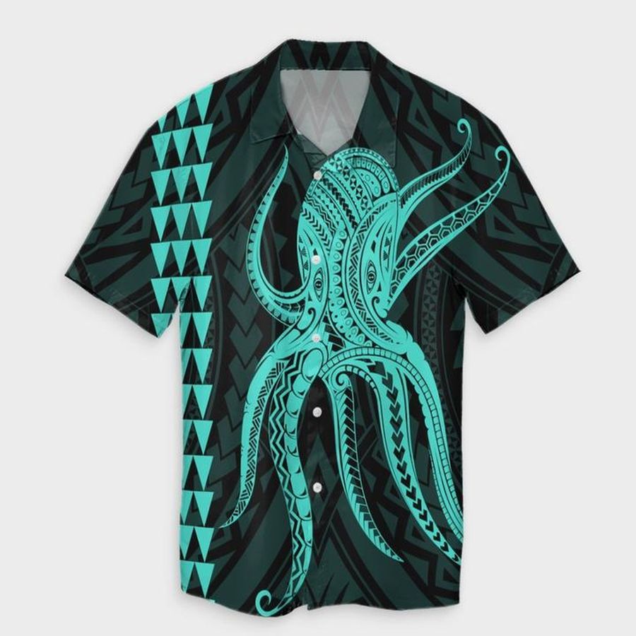 Green Hawaii Octopus KaKau Polynesian Aloha Hawaiian Shirt