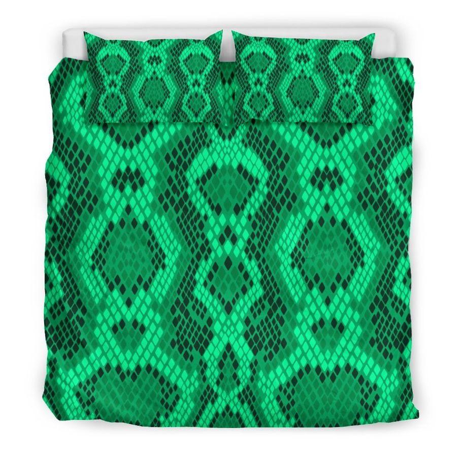 Green Snakeskin Python Skin Pattern Print Duvet Cover Bedding Set