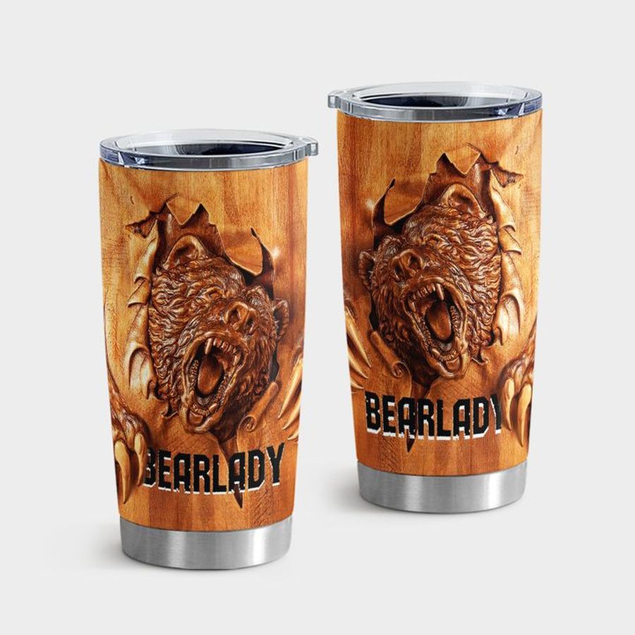 Grizzly Bear Stainless Steel Tumbler, Bear Tumbler Tumbler Cup 20oz , Tumbler Cup 30oz, Straight Tumbler 20oz