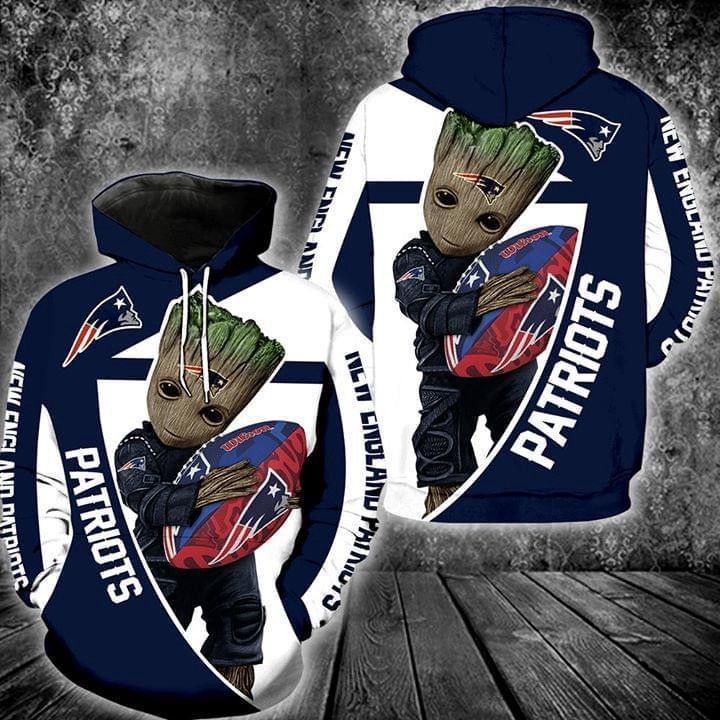 Groot Hugs New England Patriots Zip 3D Hoodie All Over Print