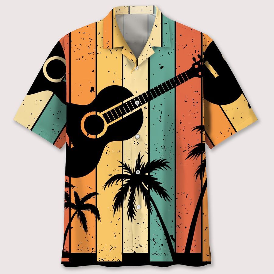 guitar retro pattern Hawaiian Shirt