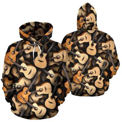 Guitar Stacking Color Of Object Gold Brown Men And Women 3D Full Printing Pullover Hoodie And Zippered. Guitar Stacking 3D Full Printing Hoodie Shirt