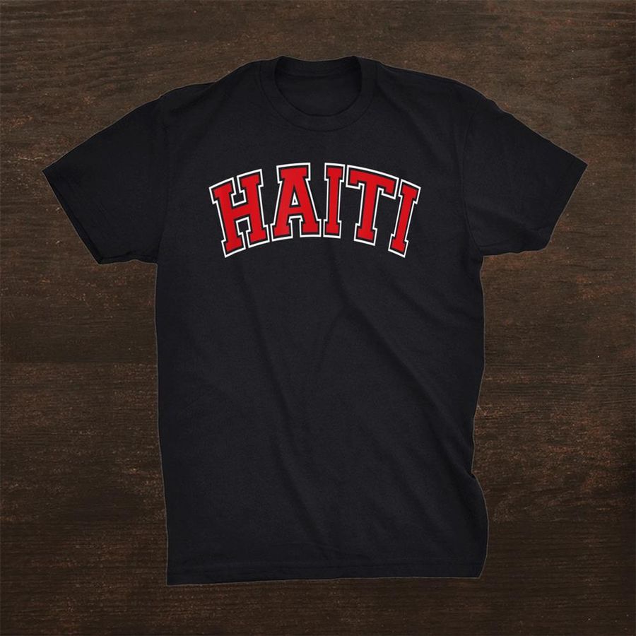 Haiti Varsity Style Red Text Shirt