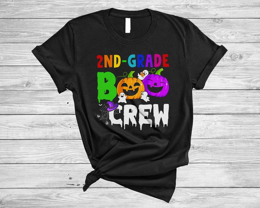 Halloween Back To School Shirt 2nd Grade Boo Crew Cute Pumpkin Boo Ghost Teacher Lover T-Shirt