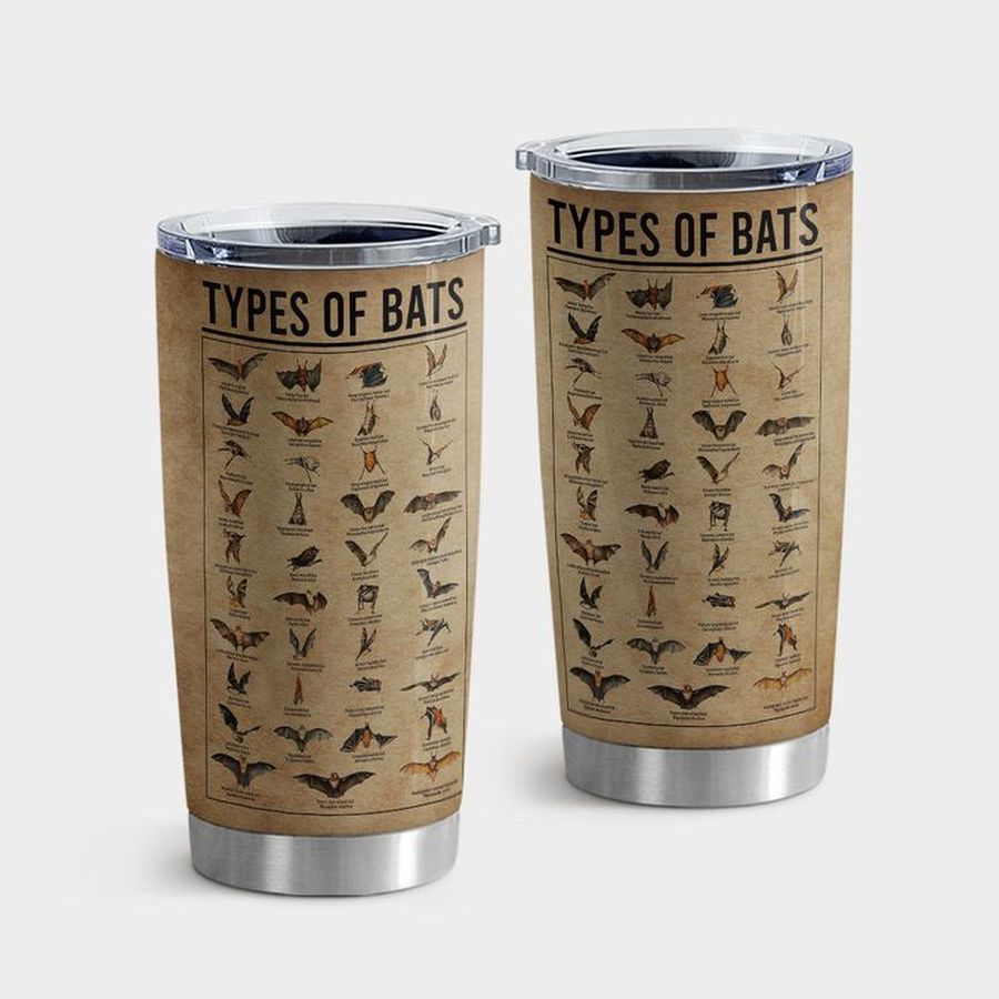 Halloween Bats Tumbler With Lid, Types Of Bats Tumbler Tumbler Cup 20oz , Tumbler Cup 30oz, Straight Tumbler 20oz