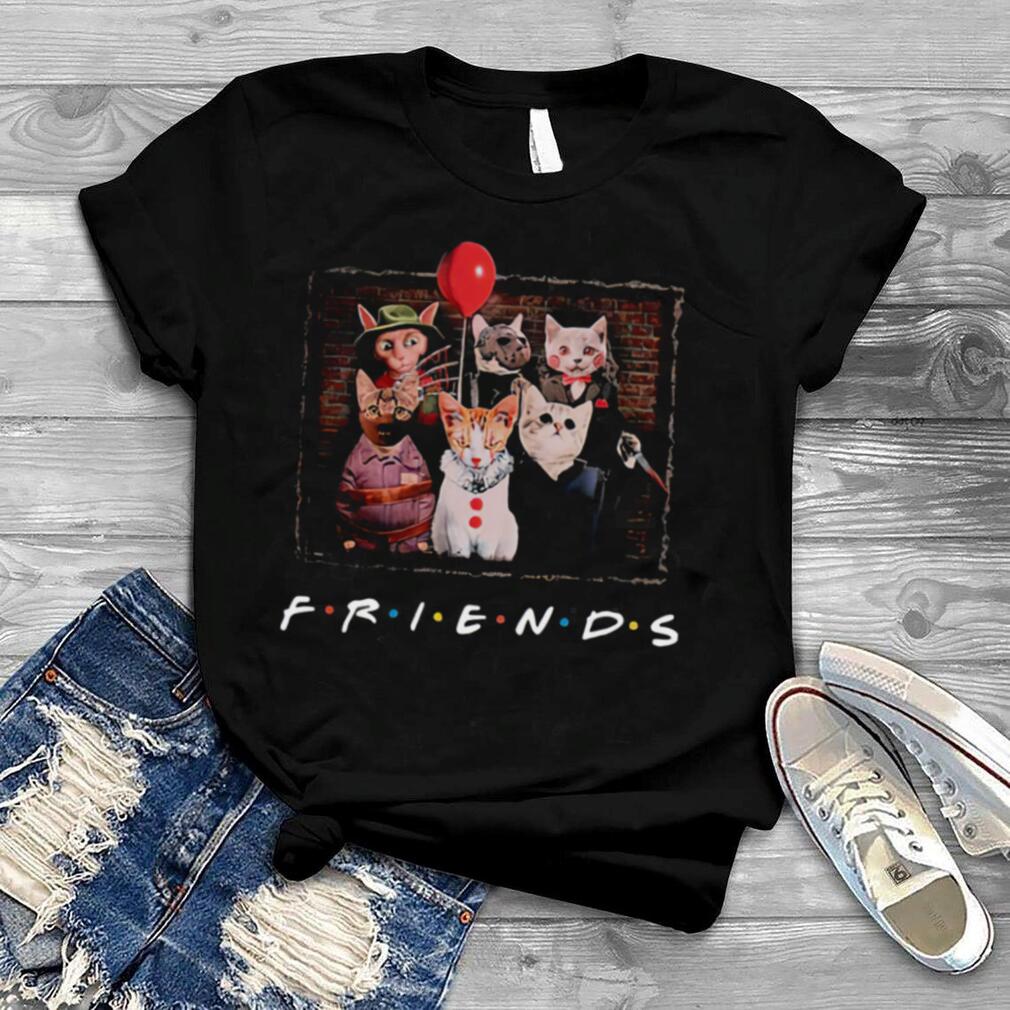 Halloween Friends TV Show cat in horror movie character shirt