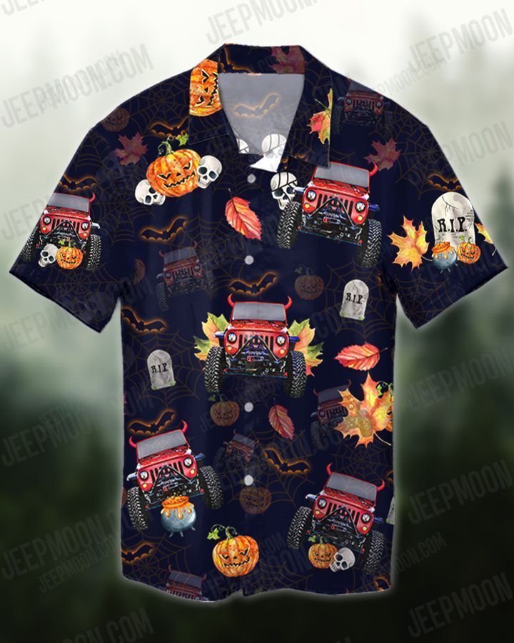 Halloween Jeep and pumpkin Hawaiian Shirt and Shorts