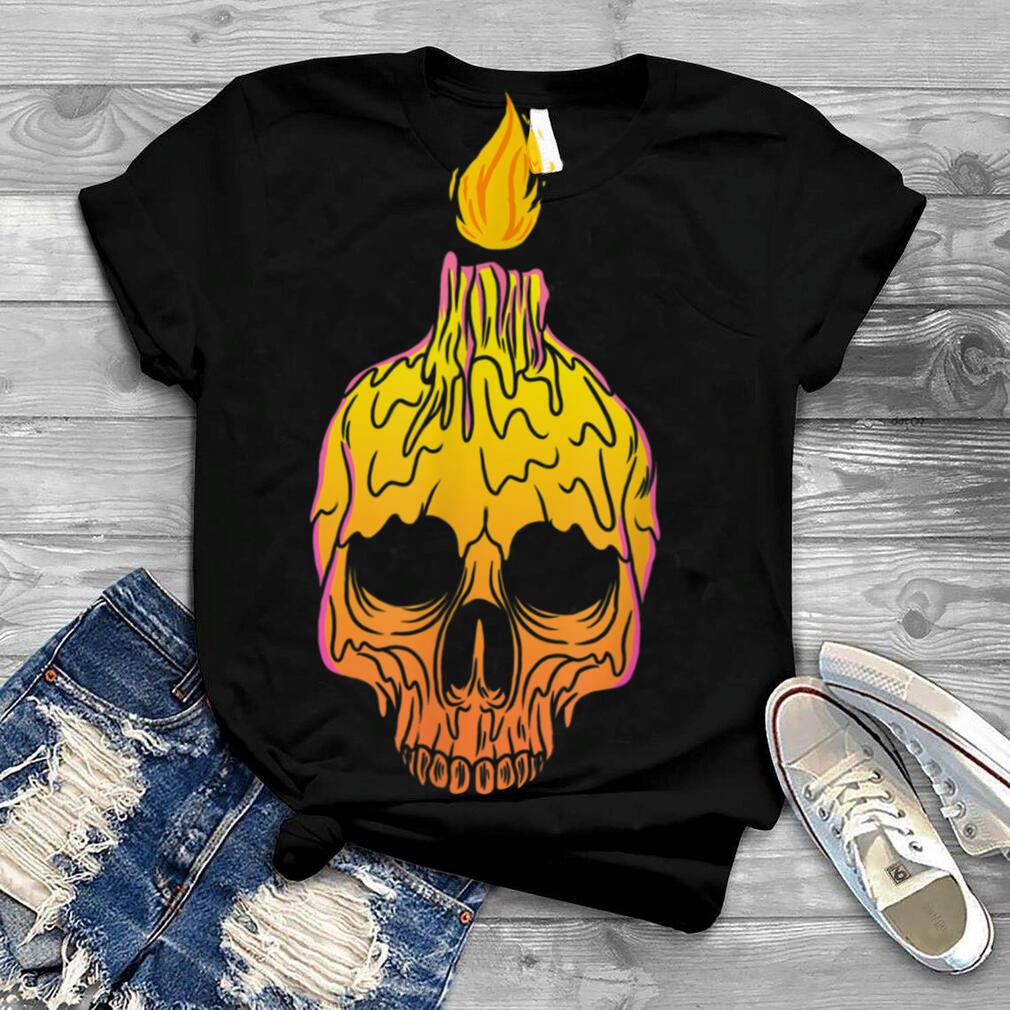 Halloween Melting Candle Skull Calavera Skeleton Gothic T Shirt