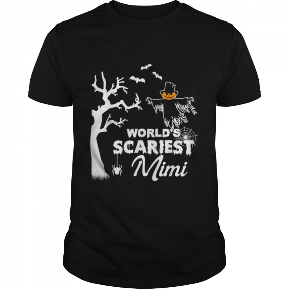 Halloween Mimi Worlds Scariest Creepy Pumpkin Fall Gift T-Shirt B0B7F4M2FL