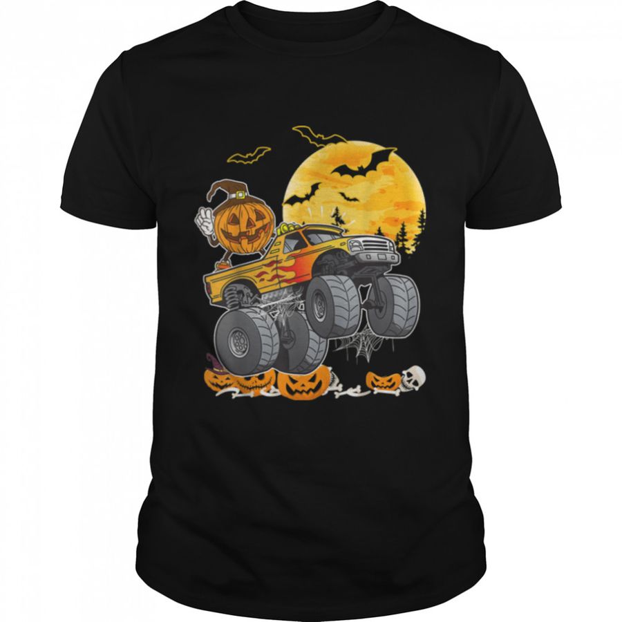 Halloween Pumpkin Monster Truck Funny Halloween Costume T-Shirt B0B7JMN8W9